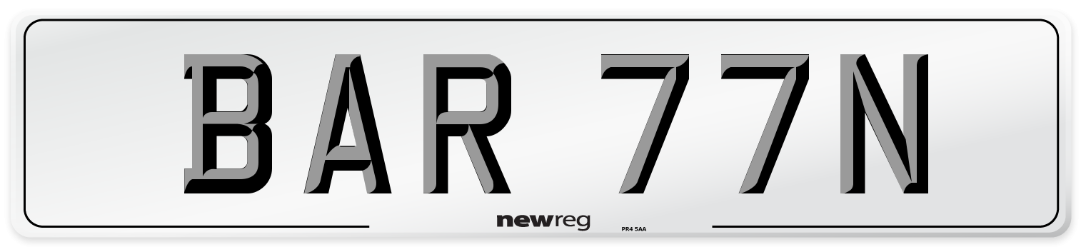 BAR 77N Number Plate from New Reg